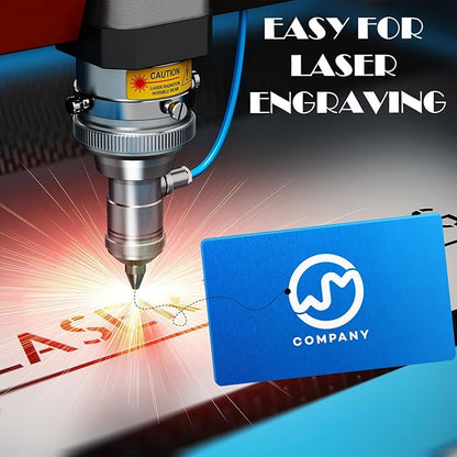 weparmeety 100 Pcs Metal Engraving Blanks Colorful Aluminum Sheet Laser Engraving Business Card Multipurpose DIY Gift Cards 86 x 54 x 0.21 mm (Blue)