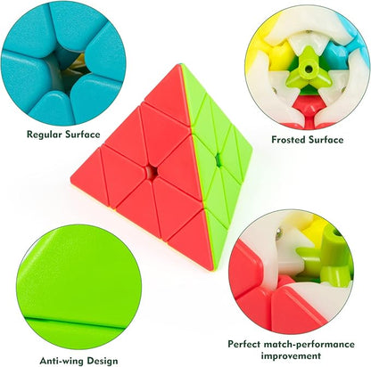 Stickerless Pyraminx Speed Cube – Smooth Turning Magic Pyramid Puzzle for Kids & Adults