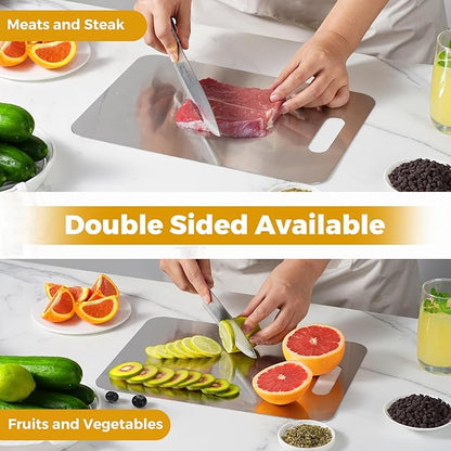 Tavano Titanium Cutting Board,Titanium Cutting Boards for Kitchen,Double-side Available Cutting Board for Vegetables,Meat,Fruits,Easy to Store and Clean(S+M+L)