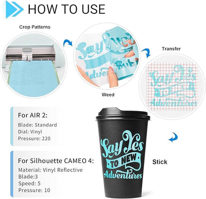 GIRAFVINYL Blue Vinyl, Navy Light Blue Permanent Vinyl - 12”x12” 7 Pack Viyln heets for Decal, Signs, Tumblers, Easy to Cut & Water-Proof