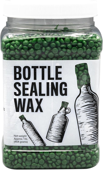 Blended Waxes, Inc. Bottle Sealing Wax, Pastille Wax Seal Beads For Wine, Beer, and Liquor Bottle Sealing, Seals Between 25-30 Bottles, 1 lb, Green Metallic