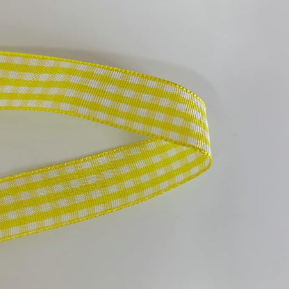 Yellow Gingham Plaid Checked Ribbon 25 Yards Each Roll 100% Polyester (5/8",Yellow)