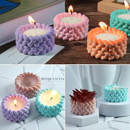 Wehous 2PCS Knot Shape Tealight Holder Mold, Unique 3D Candle Holder Silicone Resin Mold, Cylinder Jewelry Holder Container Storage Mold for Epoxy Resin Concrete Art Craft Home Xmas Decor