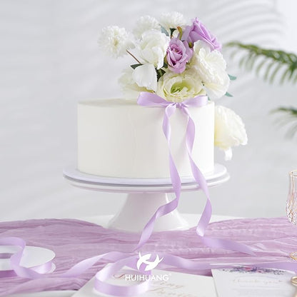 HUIHUANG Light Purple Satin Ribbon 1/2 inch Continuous 50 Yards Lilac Double-Faced Satin Ribbon for Gift Wrapping, Bows, DIY Crafts, Flower Bouquet, Wedding Bridal Shower Decor, Holiday Decor