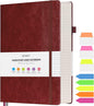 Lined Journal Notebook, Large A5 Hardcover Leather Journal, 312 Numbered Pages Work Notebook, 100gsm No Bleed Paper, College Ruled Notebook for Women Men School Office, 5.75" x 8.38", Burgundy