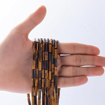 Natural Yellow Tiger Eye Cylinder Tube Beads 4x13mm 38cm/str Loose Semi Gemstone Stone Beads for Making Bracelets Necklace Earrings