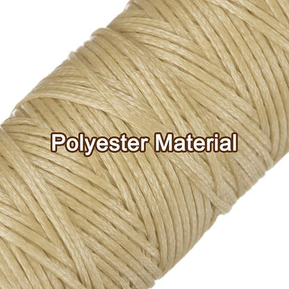 uxcell Leather Sewing Waxed Thread, 55 Yards / 50m 0.8mm 150D Flat Polyester All-Purpose Threads for Leather Crafts, Bookbinding, Beige