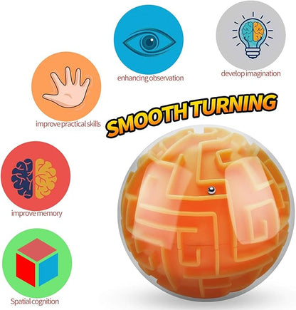 YongnKids Amaze 3D Memory Sequential Maze Ball Puzzle Toy Gifts for Kids Adults - Challenges Game Lover Tiny Balls Brain Teasers Game (Orange)