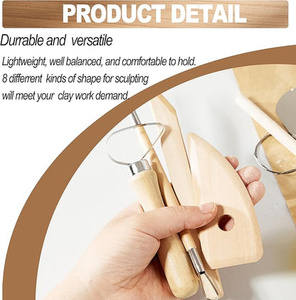 LINPHCEY 8Pcs Clay Sculpting Tools Set Perfect for Polymer Air Dry Modeling Clay Beginners & Professionals Ideal for DIY Pottery & Ceramics Tools for Clay Sculpey Sculpting & Crafting