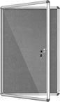 36"x24" Enclosed Bulletin Board, Lockable Weather-Resistant Aluminum Cork Noticeboard for School & Office, Silver Frame w/Grey Flet