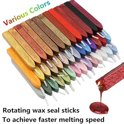 12Pcs Sealing Wax Sticks with Wicks, Assorted Colors Wax Seal Sticks Great for Letter Sealings Waxstamp Wedding Invitations, Packaging Decoration (12)