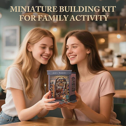 Fsolis Book Nook Kit, DIY Miniature House Kit 3D Puzzles for Adults, Booknook Library Tiny House Mini Bookshelf Diorama Decor Gifts for Women Teenagers Book Lovers (Jack's Bookery)
