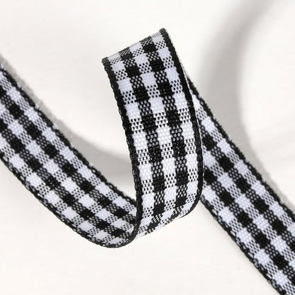 Buffalo Check Ribbon Black and White Gingham Ribbon 25 Yards for Crafts (3/8", Black)