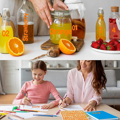 Alphabet Stickers, 12 Sheets Orange Letter Stickers, 1'' Inch Self-Adhesive Vinyl Mailbox Numbers & Letters for Home Decor & Classroom Bulletin Boards