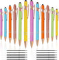 12 PCS 2 in 1 Stylus Ballpoint Pen with Stylus Tip, 1.0 mm Black Ink Metal Pen Stylus Pen for Touch Screens (Rose Gold & Mix3)