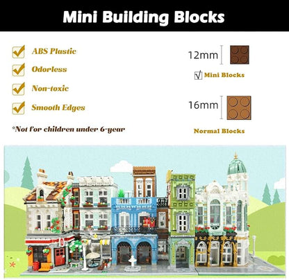 ZenithFlow Street View Building Blocks Kit, Gem Store Mini Blocks Construction Toys European Architecture Model House Store Building Set, Idea Gifts Home Decoration Collection for Adults 3115 PCS