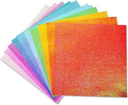 UCEC 50 Sheet Shiny Origami Paper 10 Colors Square Iridescent Origami Paper, Decoration Glitter Square Folding Papers for Kids Arts & Crafts Projects