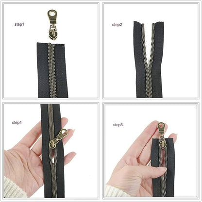 Leekayer #5 Black Nickel Metallic Nylon Coil Teeth Zippers by The Yard Bulk 10 Yards Zipper Tape with 25pcs Black Nickel Sliders for DIY Sewing Tailor Craft Bag(Black)
