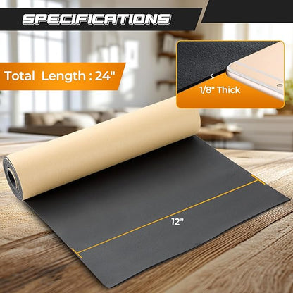 NATGAI Sponge Neoprene with Adhesive Foam Rubber Sheet 1/8” Thick X 12” Wide X 24” Long, Cut to Multiple Dimensions and Lengths - DIY, Gaskets, Cosplay, Costume, Crafts