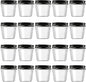 Novelinks 4 oz Clear Plastic Jars with Black Lids – Small Round Reusable Containers for Food, Spices, Crafts, Travel – BPA-Free Storage Jars for Kitchen & Household Organization, 20 Pack