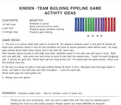 KINDEN Team Building Exercise Activities Pipeline Kit Group Games, Half Pipes Indoor Outdoor Ice Breaker Group Learning Team Work Youth Sports for Kids Teens, Children, Adults Competition Funny Games