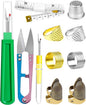 FIVEIZERO Thimble Kit– Sewing Thimbles for Hand Sewing, Metal Finger Protectors, Thimble Ring for Quilting and Embroidery, Includes Seam Ripper, Measuring Tape and Thread Snips