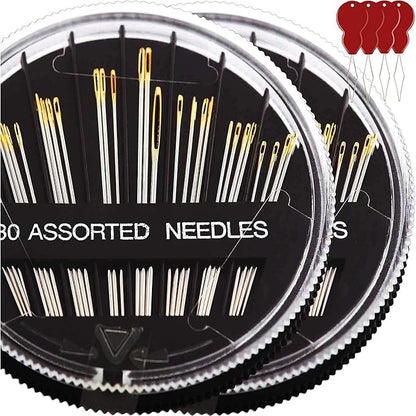 60 Pack, Premium Sewing Needles for Handsewing, Assorted Sizes, 6 Sizes Sewing Sharp Needles, 6 Pcs Big Eye Hand Sewing Needles, Sewing Needles Large Eye, Embroidery Needles for Hand Sewing