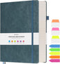 College Ruled Notebook, Large A4 Hardcover Leather Journal, 312 Numbered Pages Writing Journal, 100gsm No Bleed Paper, Lined Journal Notebook for Women Men School Office, 8.5''×11'', Grey Blue