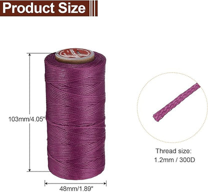 uxcell Flat Leather Sewing Waxed Thread, 140m / 153 Yards Polyester Wax String, 300D Wax Stitching Cord for Leather Crafts, Bookbinding, Bracelets Braided, Fuchsia