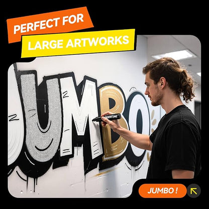 3Pcs Gold Jumbo Poster Markers, 15MM Thick Permanent Acrylic Graffiti Markers, Wide Tip Paint Marker for Canvas, Posters Board, Fabric, Window, Glass, Wood, Teachers,Banner painting supplies