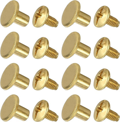 YORANYO 150 Sets 8MM Chicago Screws Leather Rivets for Fabric Chicago Binding Screws Buttons Metal Studs Rivets for Decorate and Repair Belts Bags Shoes Purse Dog Collar Leather Craft (Gold)