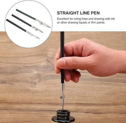 Gatuida 3pcs Adjustable Straight Line Pen, Art Ruling Pen for Masking Fluid, Fine Lines Drawing Tool, Black (Size L, M, S, 1pc Each)
