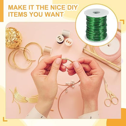 uxcell 12 Gauge / 2mm Anodized Aluminum Wire for Jewelry Craft Making, 102 Feet Bendable Flexible Wire for DIY Home Decor Gardening Sculpture, Green
