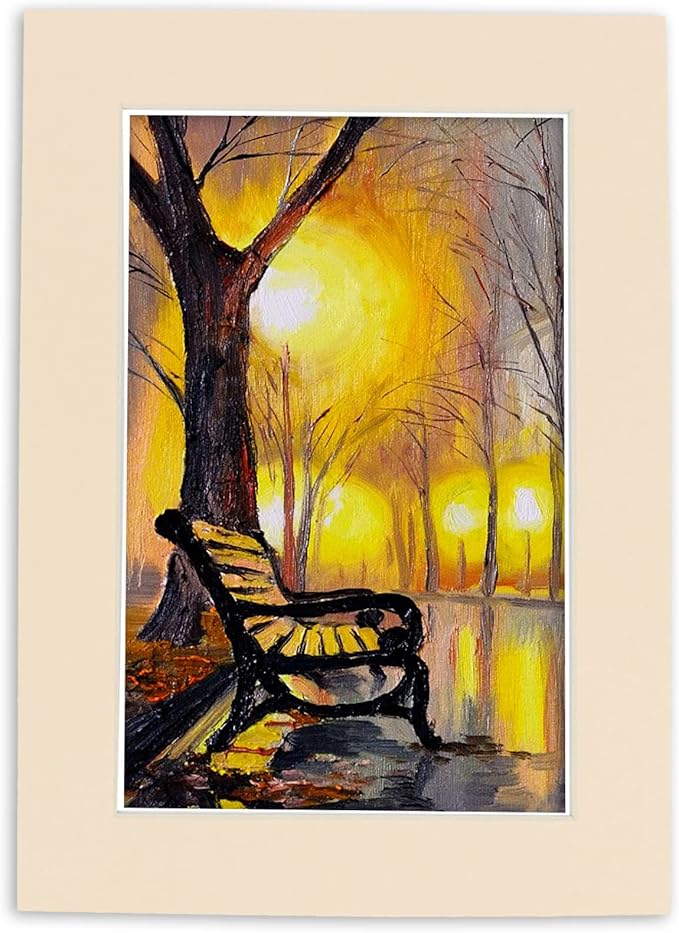 8x10 Mat Bevel Cut for 5.5x8.5 Photos - Acid Free Cream Precut Matboard with Backing Board and Crystal Clear, Self Seal Photo Mat Bag - for Pictures, Photos, Framing - 4-ply Thickness