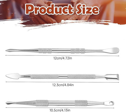 Piriuuo Wax Carving Tools Set, Stainless Steel Clay Sculpting Tools Double-Ended Pottery Carving Tools Wax Modeling Tools Dental Carvers Tools Wax Accessories Modeling Sculpting and Shaping(3 Styles)