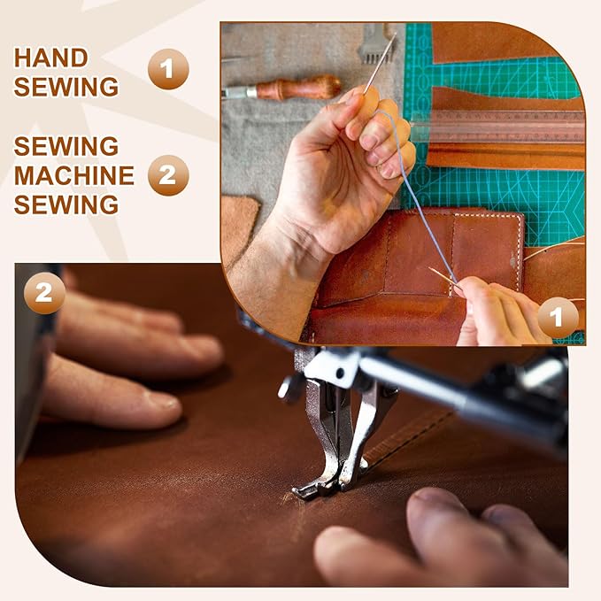PATIKIL 284 Yard Flat Waxed Thread 150D 1mm Leather Sewing Cord for Repairing Shoes Bags Wallets Jewelry Making DIY Leather Craft, Sky Blue
