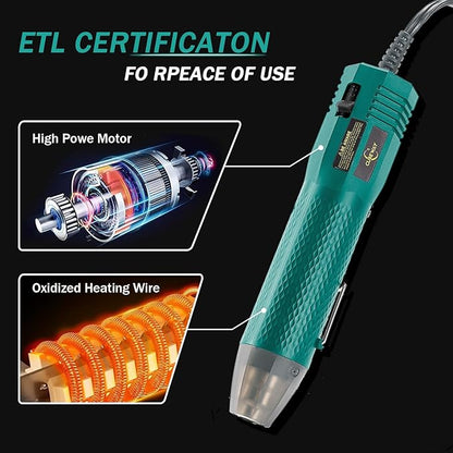Heat Gun 350W with Dual Temp 392°F & 662°F and 2 Nozzles, Fast Heat Hot Air Gun with Overload Protection, 6.56Ft Long Cable for Crafting, Shrink Tubing, Vinyl Wrap, Epoxy