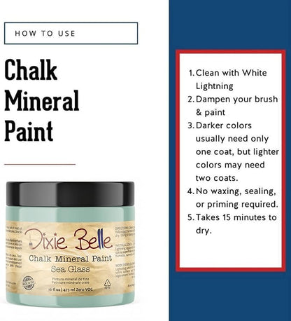 Dixie Belle Paint Company Chalk Finish Furniture Paint - Sea Glass (16oz) - Matte Pastel Blue/Green Chic Chalk Mineral DIY Furniture Paint