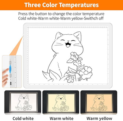 Elice Magnetic A4 Light Board with Bag for Diamond Painting, Tracing LED Light Box with Side Buttons, Super Bright Diamond Art Light Pad, Light Table for Drawing, Sketching, Weeding Vinyl - White