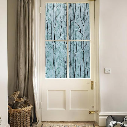 DKTIE Nature Pattern Rainbow Window Film Decorative Stained Glass Window Film Static Cling Films Easy Apply Removable Comes with Tools (U1747-Reeded Glass, 17.7" x 118.1")