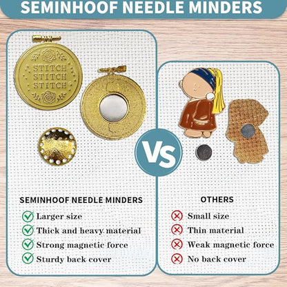 Magnetic Needle Minder Magnet Embroidery Accessories and Supplies Embroidery Needle Holder Cross Stitch Holder Needlework Supplies (Cardinal) (Gold)