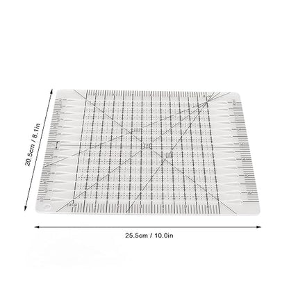 Pssopp Charming Shape Cut Ruler, Transparent Acrylic, Accurate Scale, Black Grid Line, Multifunction, Quilters Ruler, 25.5cm x 8.1in