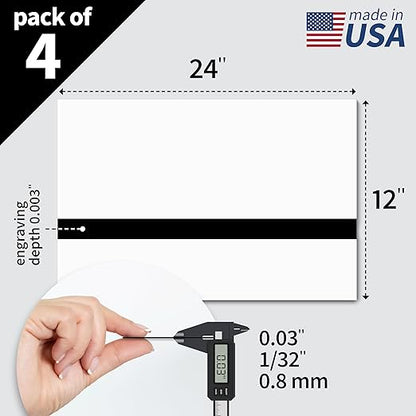 Trotec TroLase | 12"x24"x1/32", 4 Pcs | White/Black | 2 Ply | Modified Acrylic | Laser Engraving Double Color Plastic Sheet | Engraving Blanks for Laser, Saw, Guillotine | Made in USA