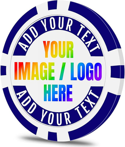 50 Custom Poker Chips, Personalized with Your own Logo, Photo or Text - 11.5g Casino Chips for Poker Gram, Tournaments, Business Card, Token