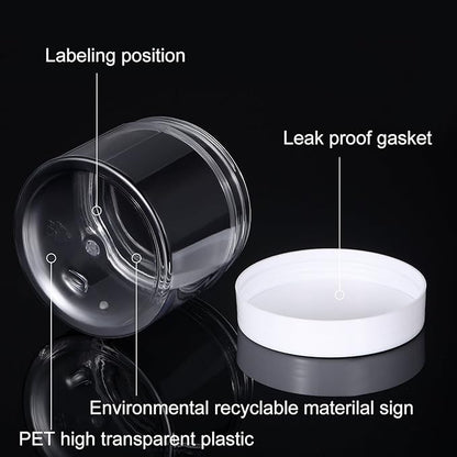 SATINIOR 12 Pack 7 oz Plastic Container Jars with Lids Round Clear Travel Cosmetic Container Slime Jars for Toiletries, Lotion, Cream, Ointments, Makeup, Rhinestone, Samples, Kitchen Storage(White)