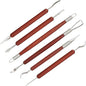 Amrules Clay Tools Kit, 6 PCS Red Wooden Clay Sculpting Tools, Double Head Practical Polymer Tool Set Suitable for Adults, Pottery Craft, Carving, Modeling and Shaping