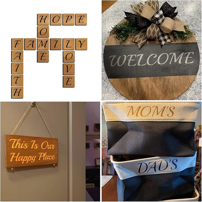 5 Inch Alphabet Letter Stencils for Painting - 70 Pack Letter and Number Stencil Templates with Signs for Painting on Wood, Reusable Cursive Letters Stencils for Chalkboard Wood Signs & Wall Art