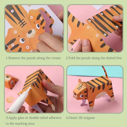 MIREONETRY Origami Kit for Kids Ages 6+,16 Style 3D Animal Origami Paper Kit,Easy Origami Paper Art for Beginners Kids Adults,Gifts for Boys&Girls