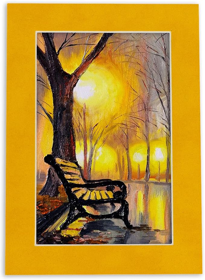 Pack of 25 Acid Free 8x10 Mats Bevel Cut for 6x8 Photos - Bright Yellow Precut Matboards With Backing Boards and Clear Photo Mat Bags For Pictures, Photos, Framing - 4-ply Thickness
