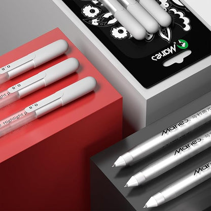 RVOGJP White Gel Pen Set, 3 Pack, 1mm Gel Ink Pens Opaque White Archival Ink Pens for Black Paper Drawing, Sketching, Illustration, Card Making, Bullet Journaling